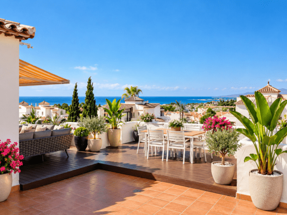 Terraza mediterránea con vistas al mar